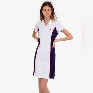 U.S. POLO ASSN. COLORBLOCK SIDE PANEL POLO DRESS - Size L Large